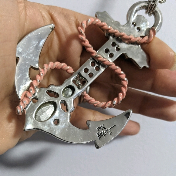 Betsy Johnson Jeweled Nautical Anchor Necklace - Picture 8 of 13